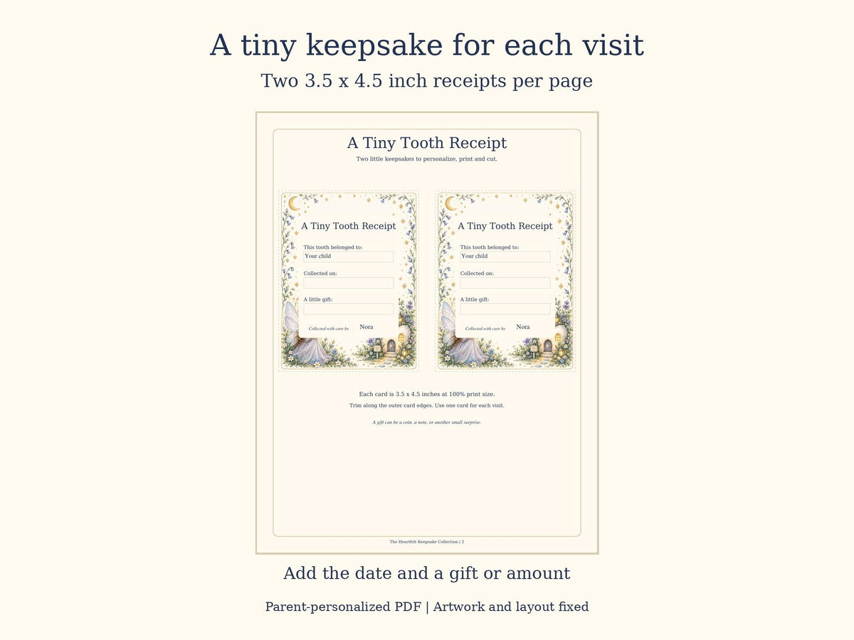 Tooth Fairy Letter and Receipt Printable | Editable PDF + Lost Tooth Tracker | Floral Moonlight