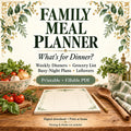 Family Meal Planner | Weekly Dinner Plan, Grocery List and Busy-Night Meals | 6-Page Printable + Fillable PDF