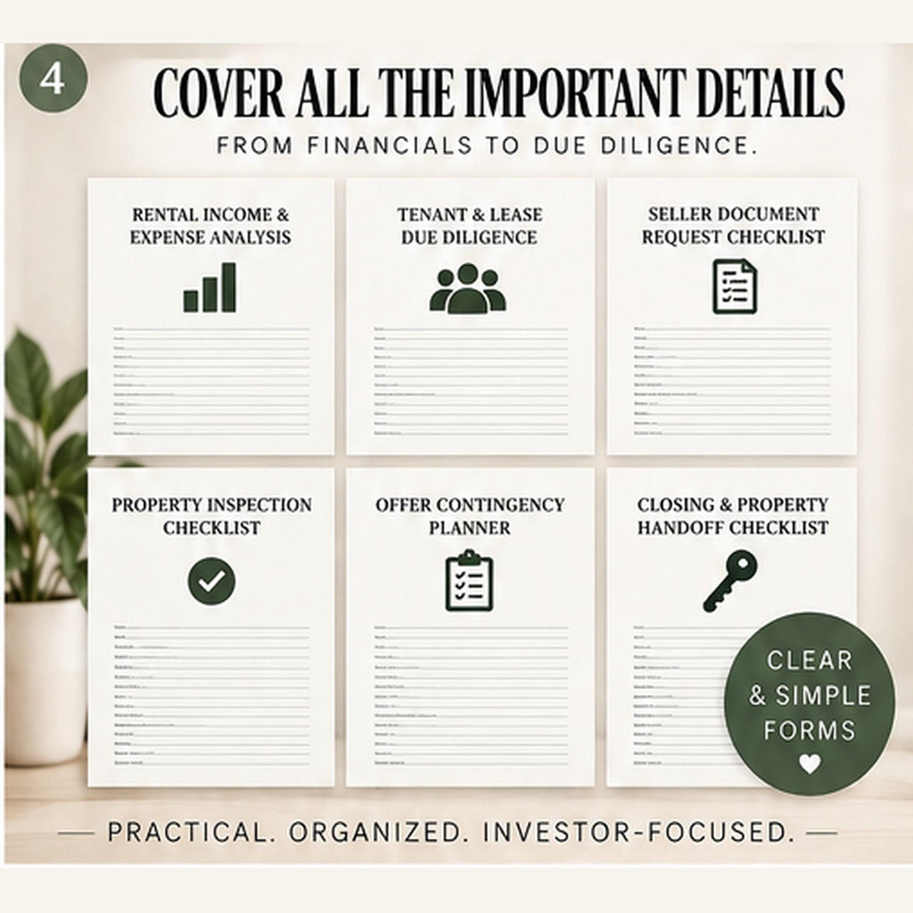 Rental Property Buying Checklist | Due Diligence Worksheets, 12-Page Printable PDF