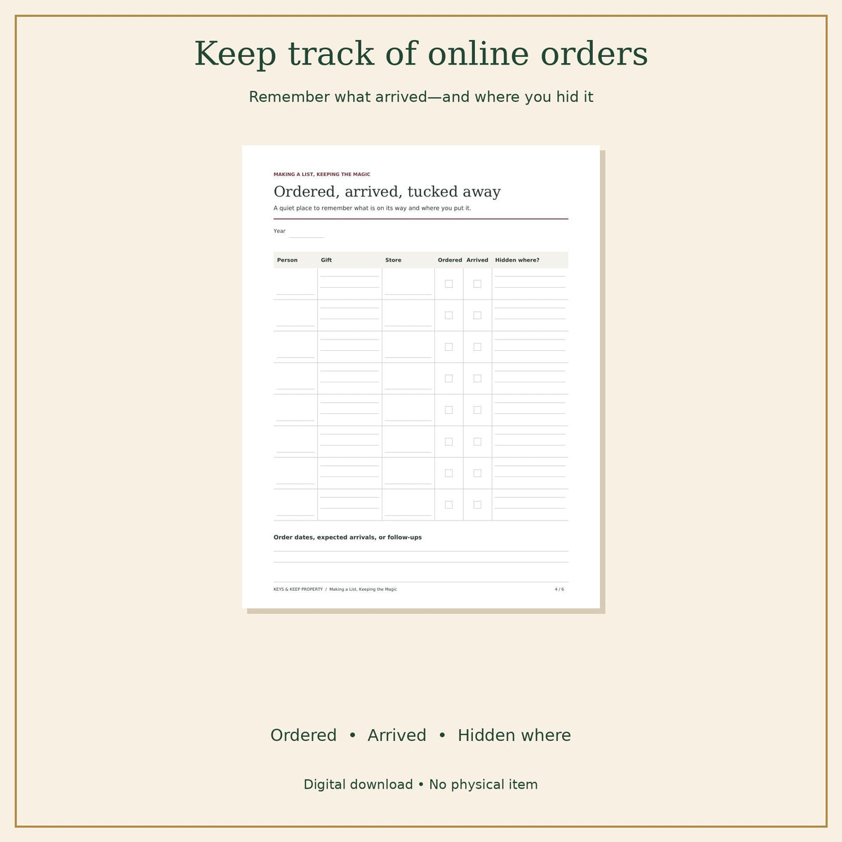 Christmas Gift Planner | Gift List, Shopping Budget, Online Orders and Stocking Stuffers | Printable + Fillable PDF