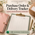 Purchase Order & Delivery Tracker | Excel and Google Sheets Shipment Log + Receiving Checklists