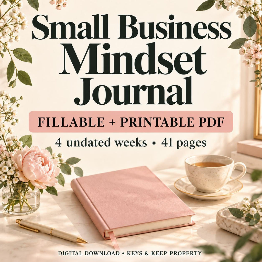 Small Business Mindset Journal | 4-Week Daily Reflection Workbook | Fillable Printable PDF
