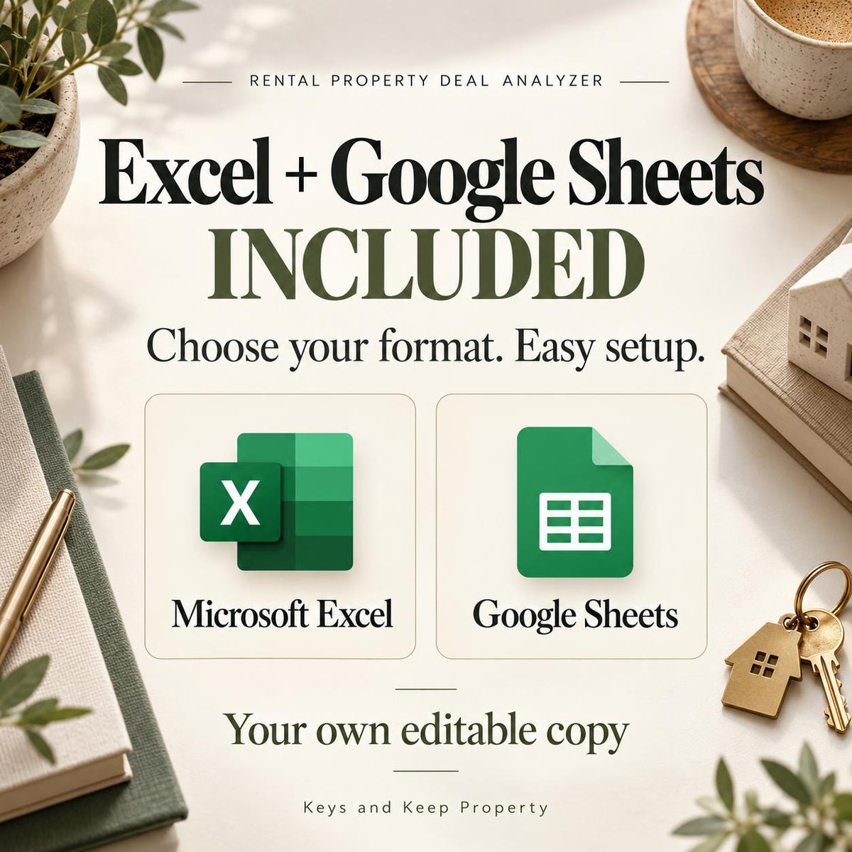 Rental Property Deal Analyzer | Excel + Google Sheets | Cash Flow, Cap Rate & Rental Investment Calculator