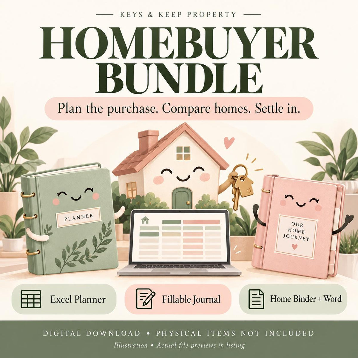 Home Buying Planner Bundle | Excel & Google Sheets Budget, House Hunting Journal + Home Organizer