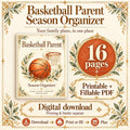 Basketball Parent Season Organizer | Printable and Fillable PDF, Games, Rides, Food and Jerseys