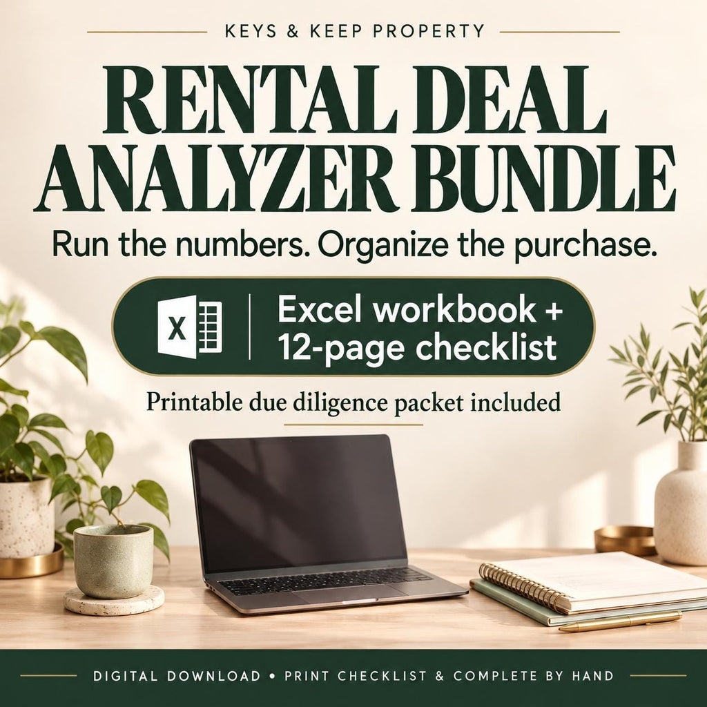 Rental Property Deal Analyzer Bundle | Excel + Google Sheets + 12-Page Due Diligence Checklist